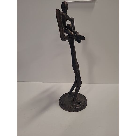 Dad Son Figurine Iron Metal Father & Son Sculpture 15" tall Parent Child - Picture 6 of 8